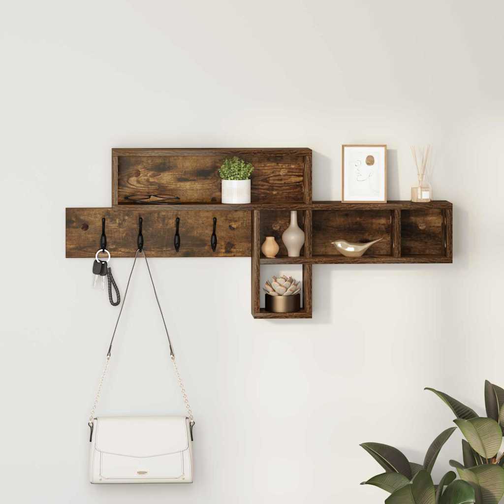 vidaXL Wall-Mounted Coat Rack Wall-Mounted Smoked Oak Engineered wood
