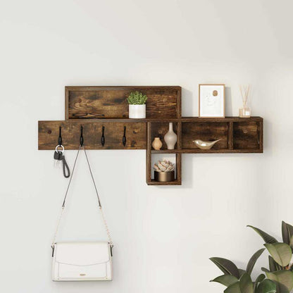 vidaXL Wall-Mounted Coat Rack Wall-Mounted Smoked Oak Engineered wood
