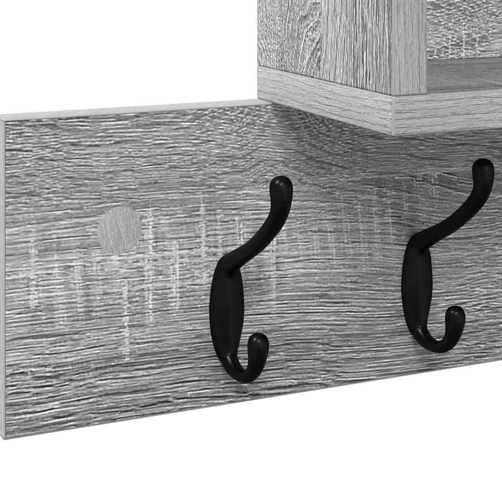 vidaXL Wall-Mounted Coat Rack Wall-Mounted Grey Sonoma Engineered wood