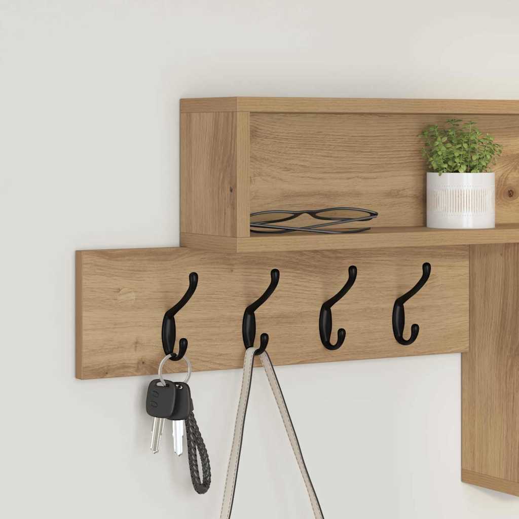 vidaXL Wall-Mounted Coat Rack Wall-Mounted Artisan Oak Engineered wood