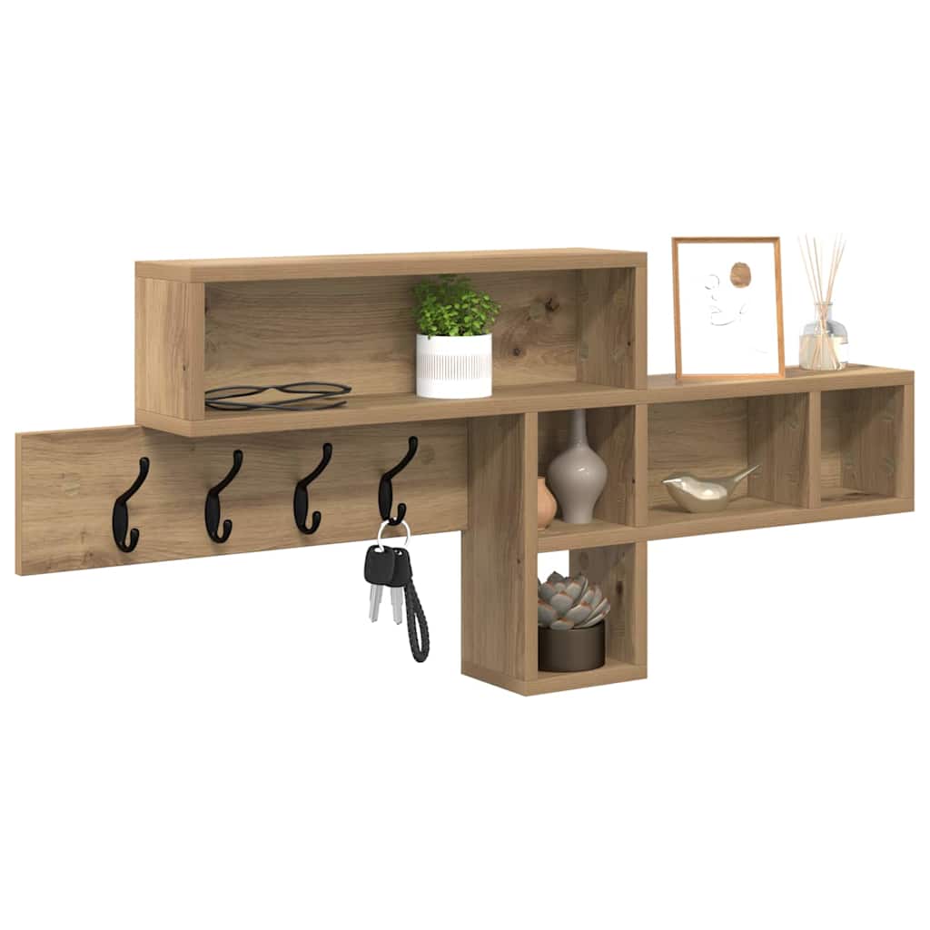 vidaXL Wall-Mounted Coat Rack Wall-Mounted Artisan Oak Engineered wood