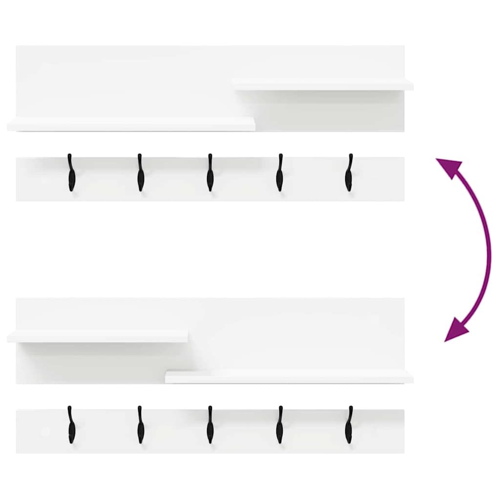 vidaXL Wall-Mounted Coat Rack White 90 x 15 x 36 cm Engineered wood