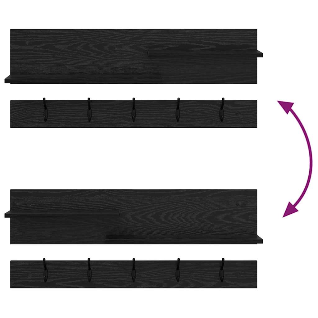 vidaXL Wall-Mounted Coat Rack with Shelf Black Oak 90 x 15 x 36 cm