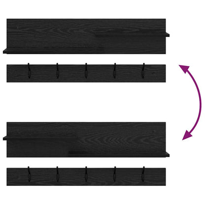 vidaXL Wall-Mounted Coat Rack with Shelf Black Oak 90 x 15 x 36 cm