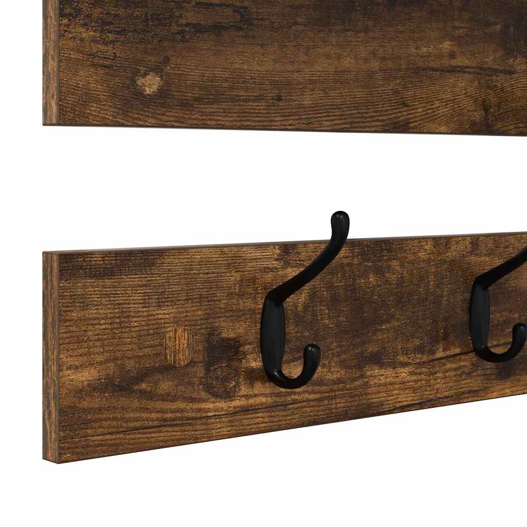 vidaXL Wall-Mounted Coat Rack with Shelf Smoked Oak 90 x 15 x 36 cm