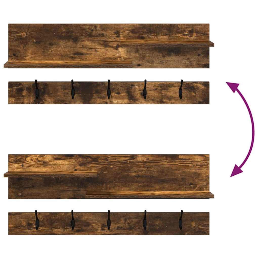 vidaXL Wall-Mounted Coat Rack with Shelf Smoked Oak 90 x 15 x 36 cm