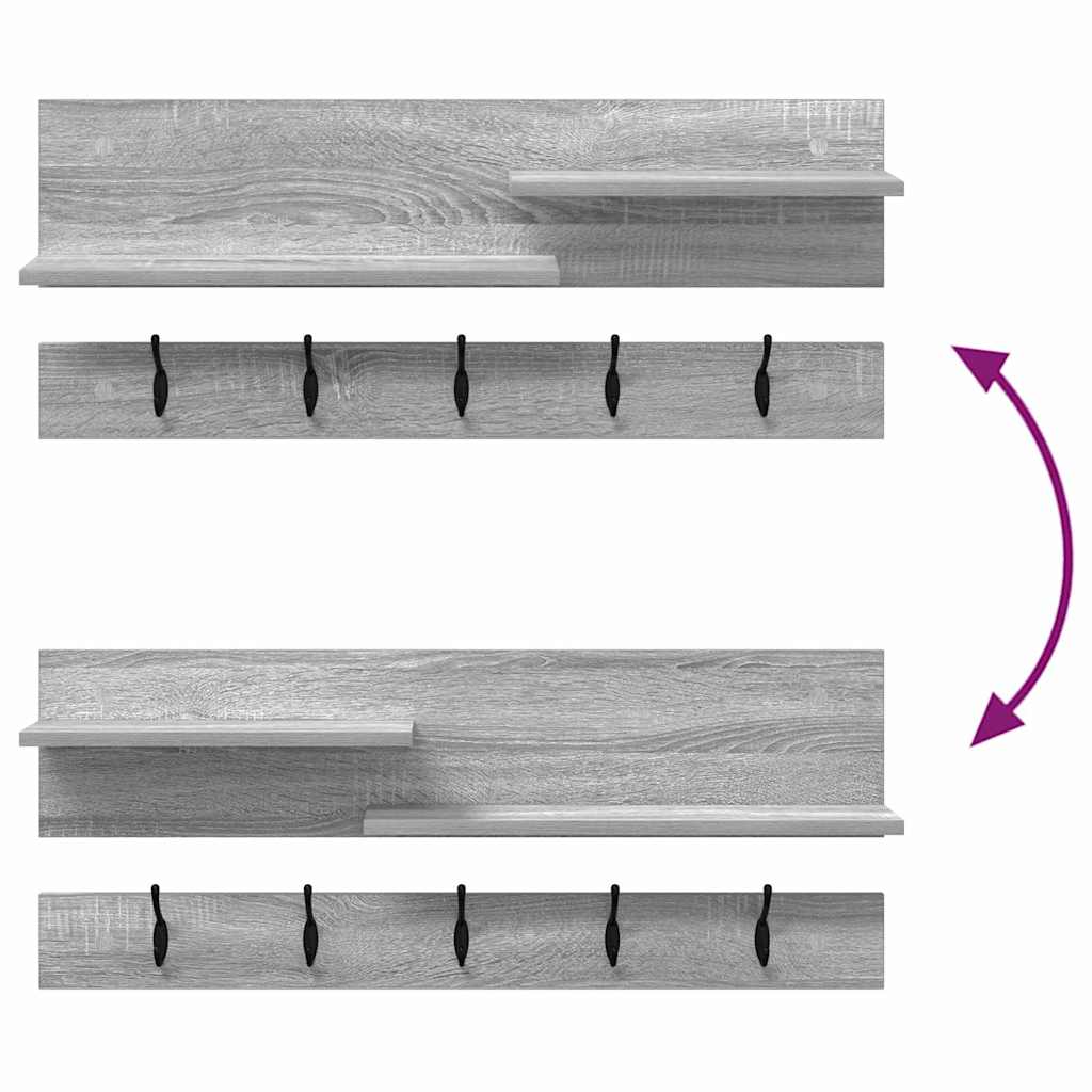 vidaXL Wall-Mounted Coat Rack with Shelf Grey Sonoma 90 x 15 x 36 cm