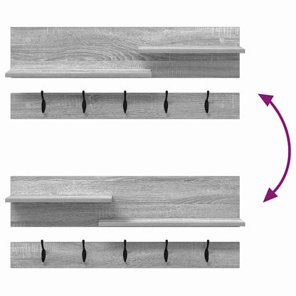 vidaXL Wall-Mounted Coat Rack with Shelf Grey Sonoma 90 x 15 x 36 cm