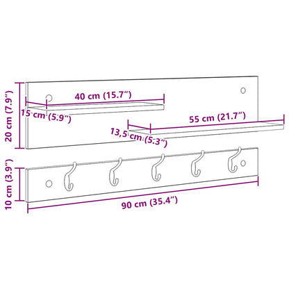 vidaXL Wall-Mounted Coat Rack with Shelf Grey Sonoma 90 x 15 x 36 cm