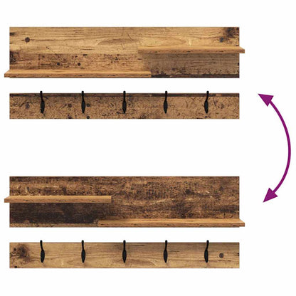 vidaXL Wall-Mounted Coat Rack Old Wood 90 x 15 x 36 cm Engineered wood
