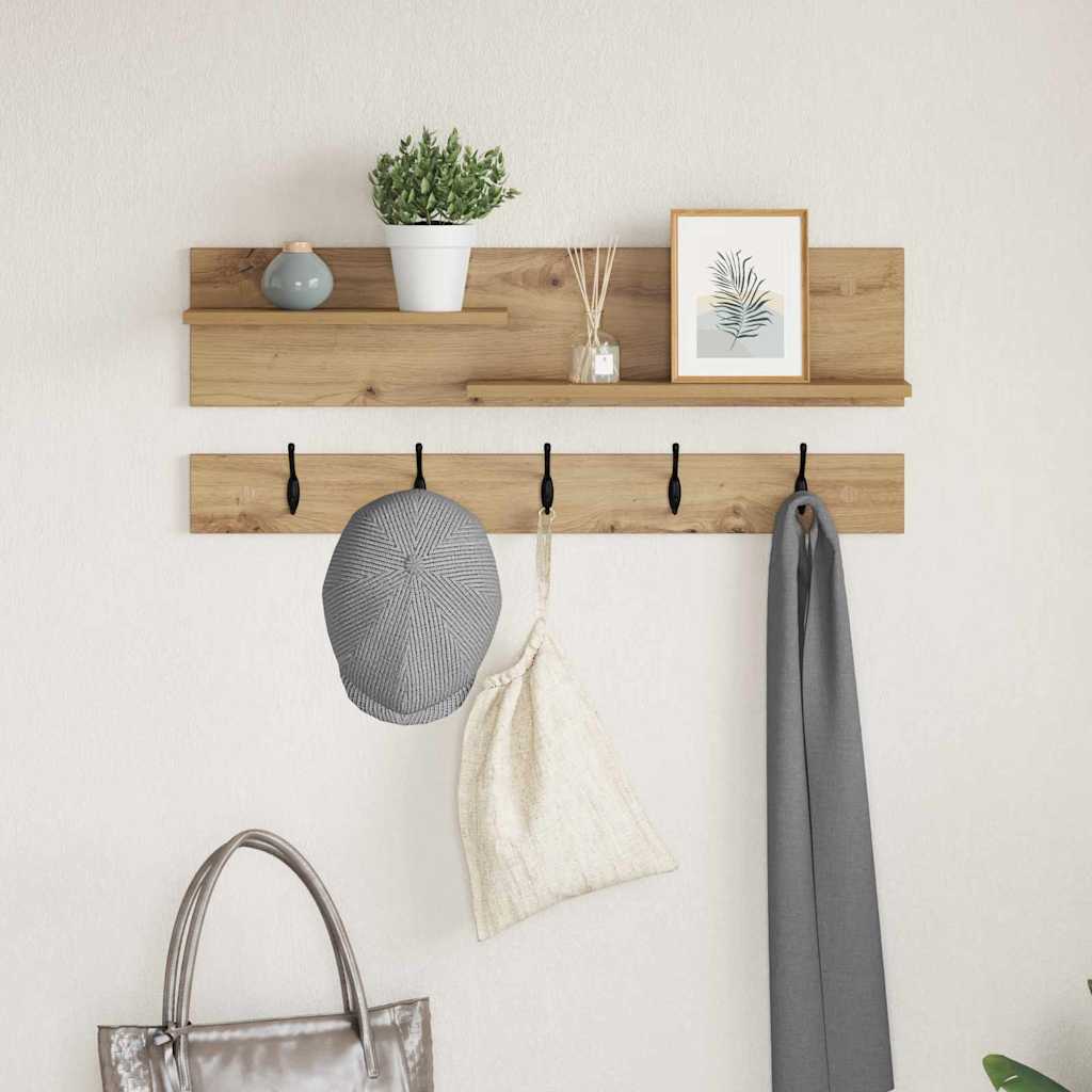 vidaXL Wall-Mounted Coat Rack Wall-Mounted Artisan Oak 90 x 15 x 36 cm