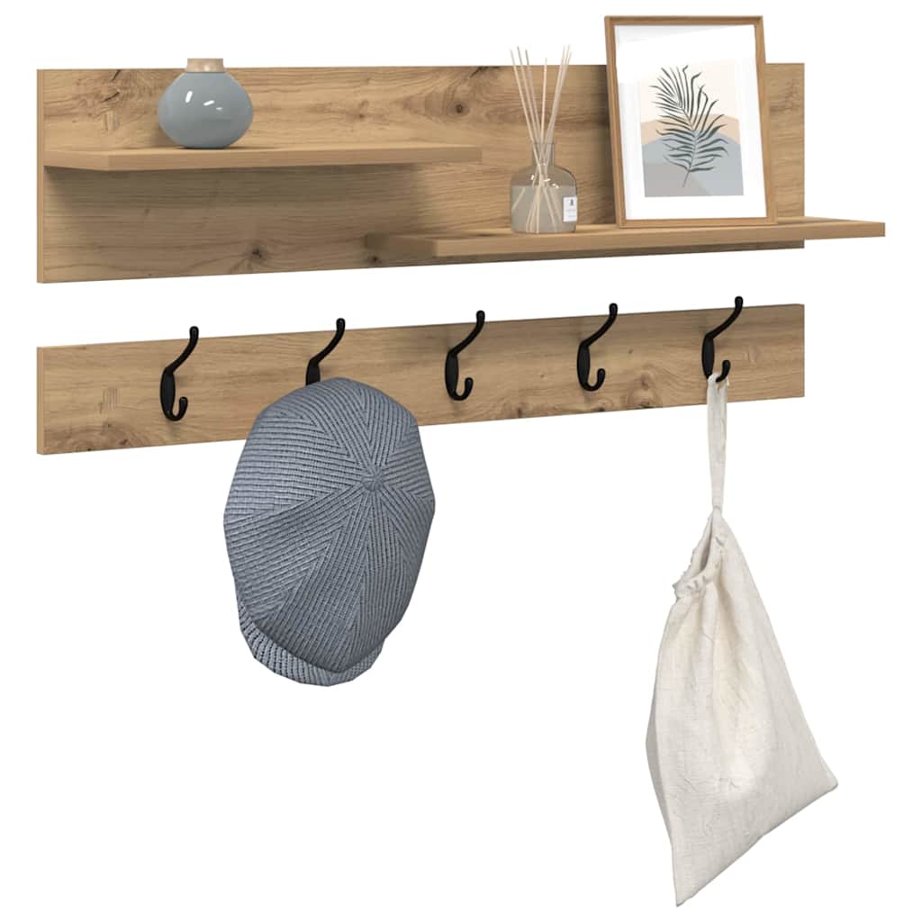 vidaXL Wall-Mounted Coat Rack Wall-Mounted Artisan Oak 90 x 15 x 36 cm
