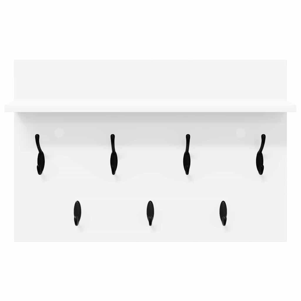 vidaXL Wall-Mounted Coat Rack White 60 x 40 x 12 cm Engineered wood