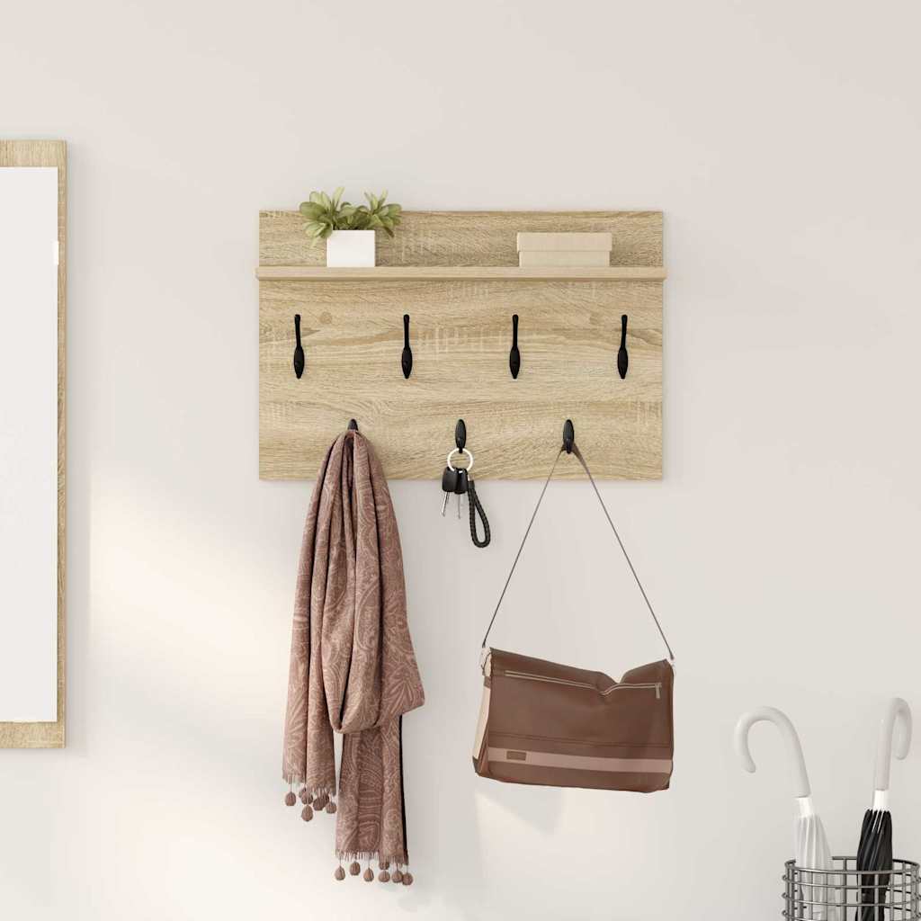 vidaXL Wall-Mounted Coat Rack with Shelf Sonoma Oak 60 x 40 x 12 cm