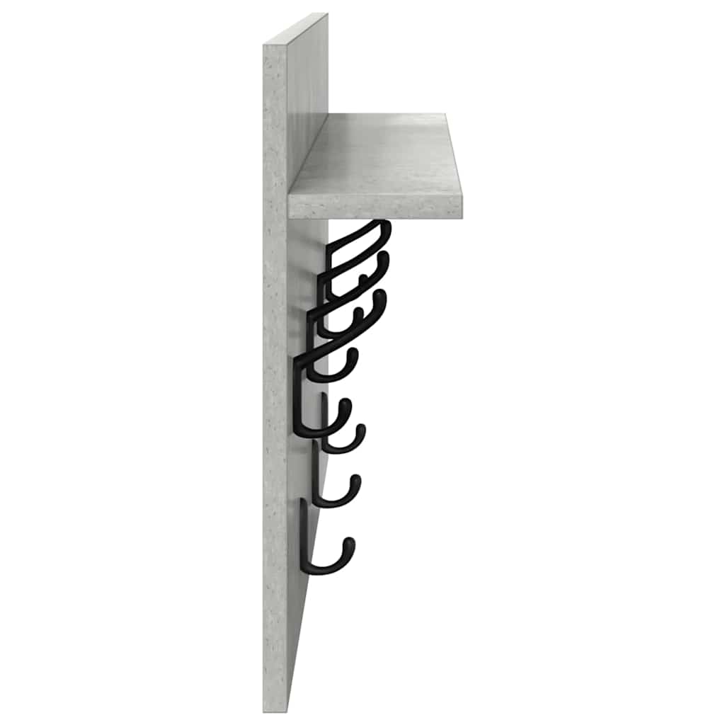 vidaXL Wall-Mounted Coat Rack with Shelf Concrete Grey 60 x 40 x 12 cm
