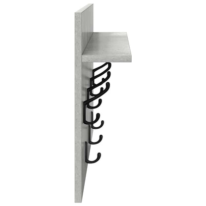 vidaXL Wall-Mounted Coat Rack with Shelf Concrete Grey 60 x 40 x 12 cm
