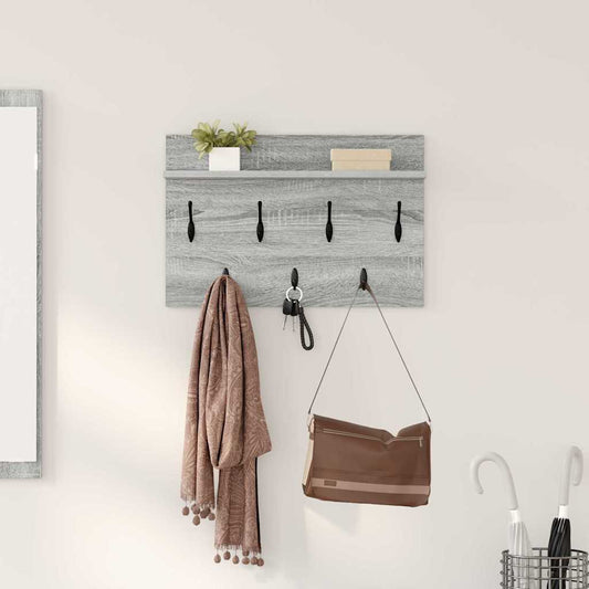vidaXL Wall-Mounted Coat Rack with Shelf Grey Sonoma 60 x 40 x 12 cm