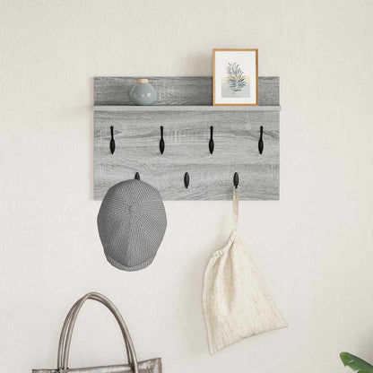 vidaXL Wall-Mounted Coat Rack with Shelf Grey Sonoma 60 x 40 x 12 cm