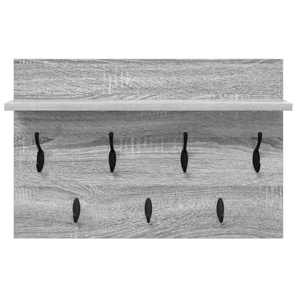 vidaXL Wall-Mounted Coat Rack with Shelf Grey Sonoma 60 x 40 x 12 cm