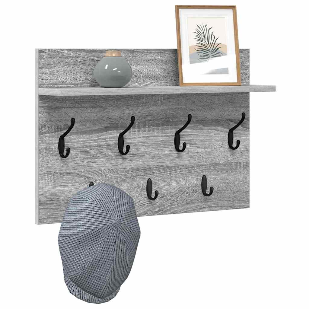 vidaXL Wall-Mounted Coat Rack with Shelf Grey Sonoma 60 x 40 x 12 cm