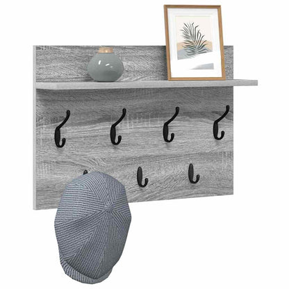 vidaXL Wall-Mounted Coat Rack with Shelf Grey Sonoma 60 x 40 x 12 cm