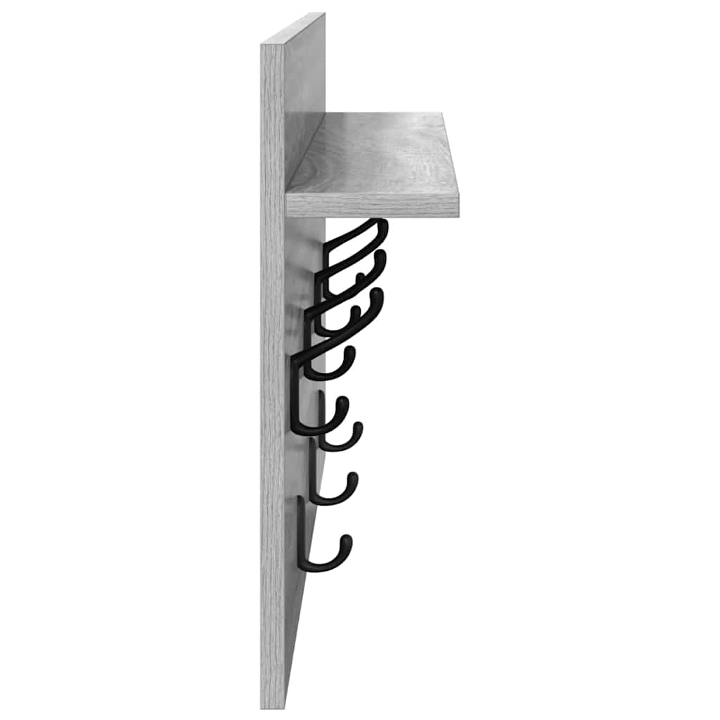 vidaXL Wall-Mounted Coat Rack with Shelf Grey Sonoma 60 x 40 x 12 cm