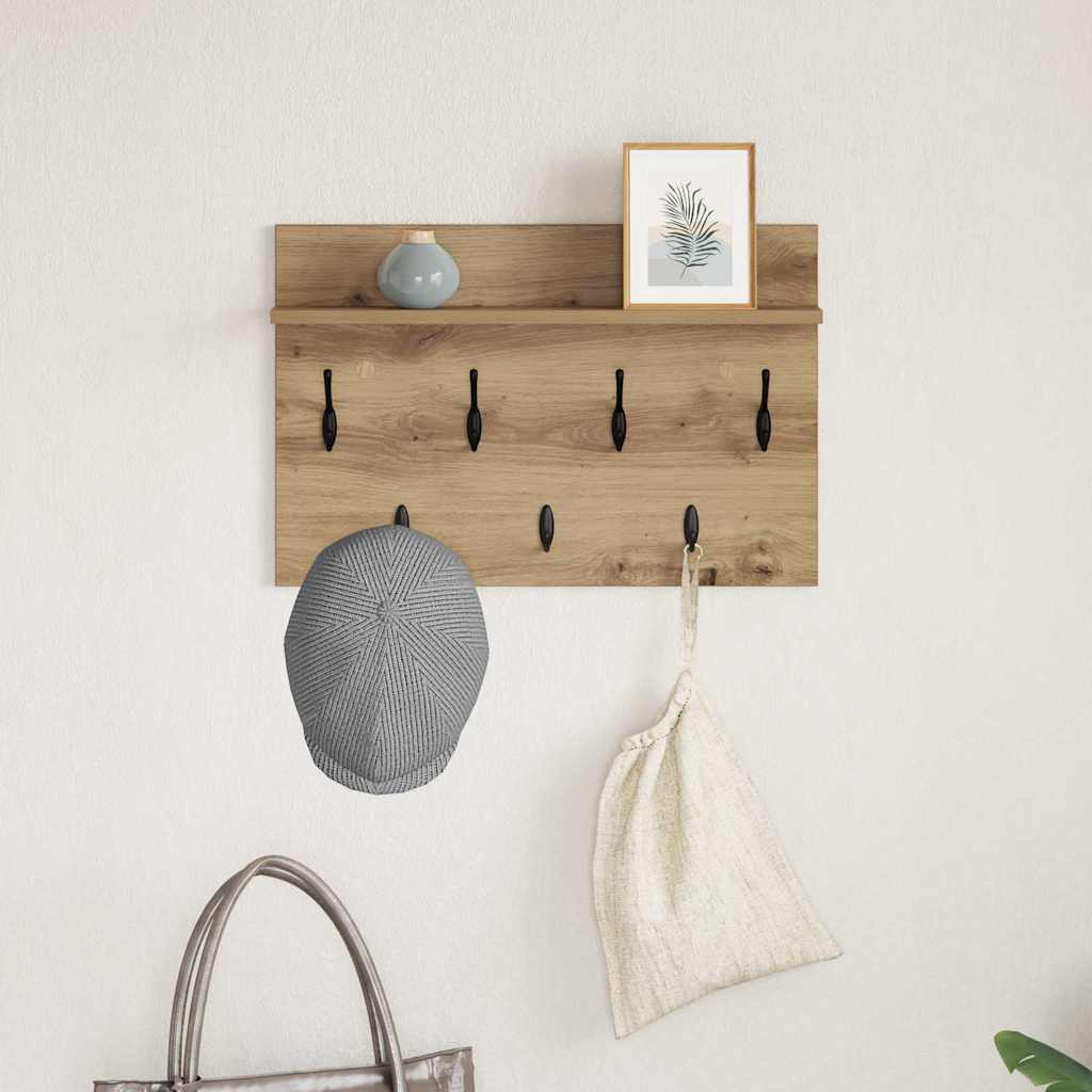 vidaXL Wall-Mounted Coat Rack with Shelf Artisan Oak 60 x 40 x 12 cm