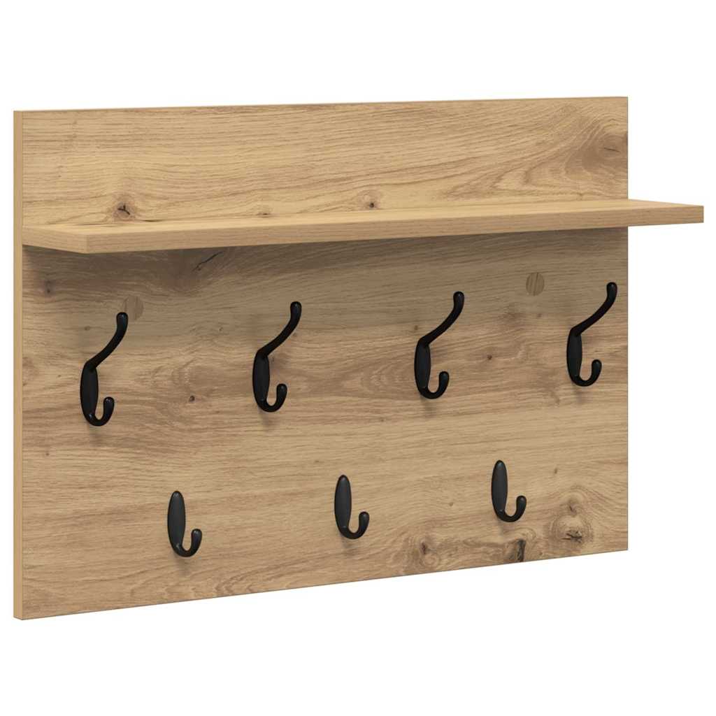vidaXL Wall-Mounted Coat Rack with Shelf Artisan Oak 60 x 40 x 12 cm