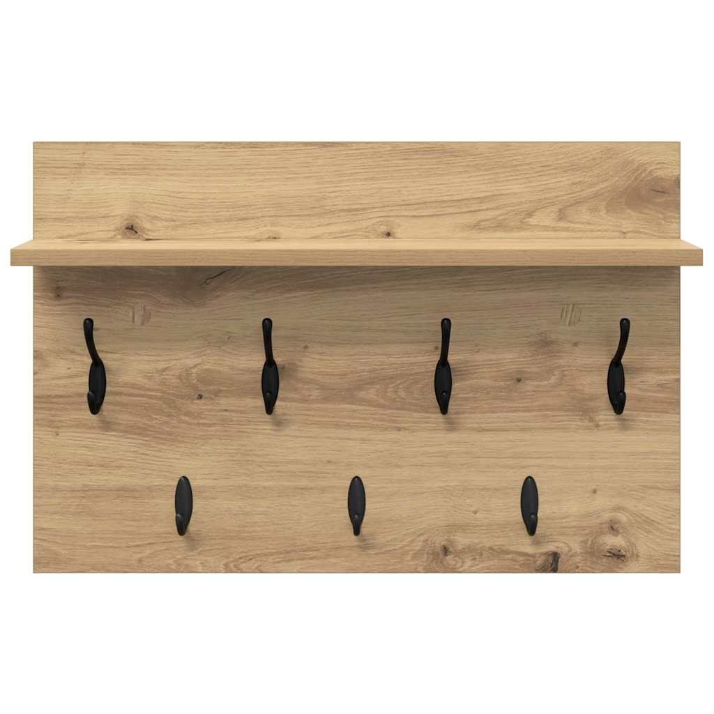 vidaXL Wall-Mounted Coat Rack Wall-Mounted Artisan Oak 60 x 40 x 12 cm