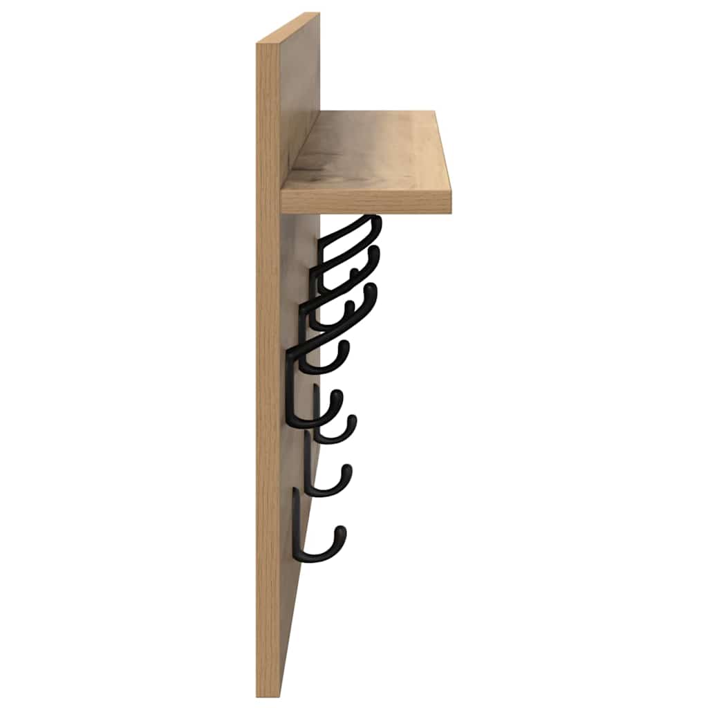 vidaXL Wall-Mounted Coat Rack with Shelf Artisan Oak 60 x 40 x 12 cm