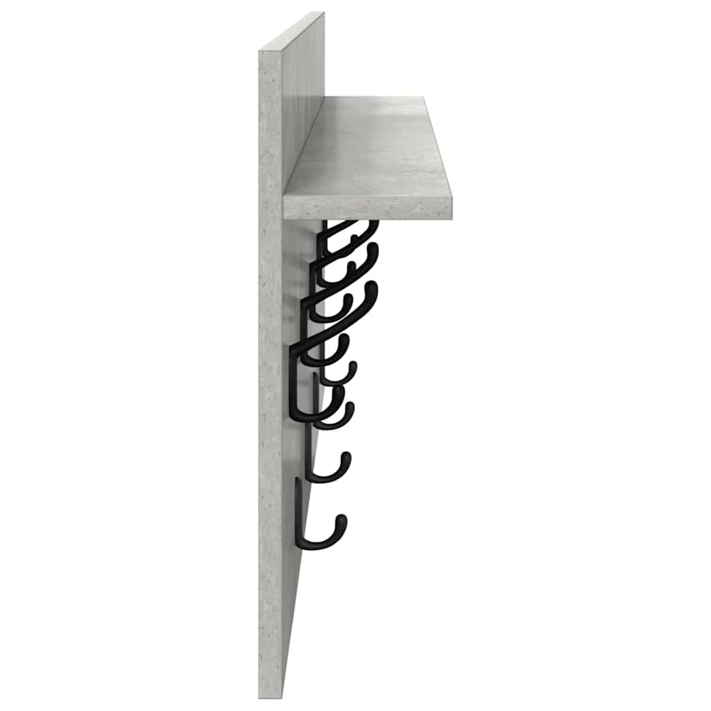 vidaXL Wall-Mounted Coat Rack with Shelf Concrete Grey 80 x 40 x 12 cm