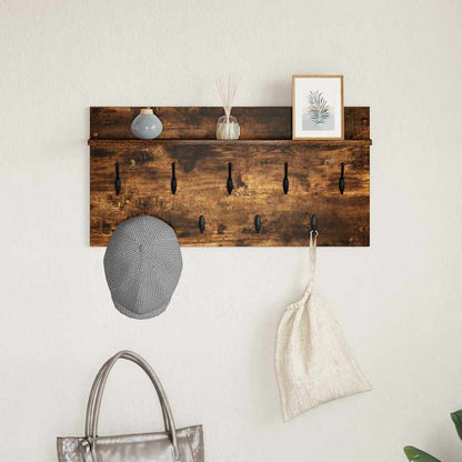 vidaXL Wall-Mounted Coat Rack with Shelf Smoked Oak 80 x 40 x 12 cm