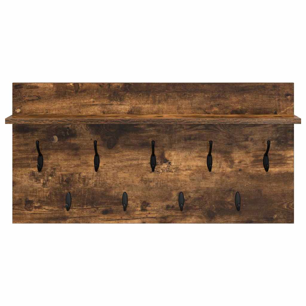 vidaXL Wall-Mounted Coat Rack with Shelf Smoked Oak 80 x 40 x 12 cm