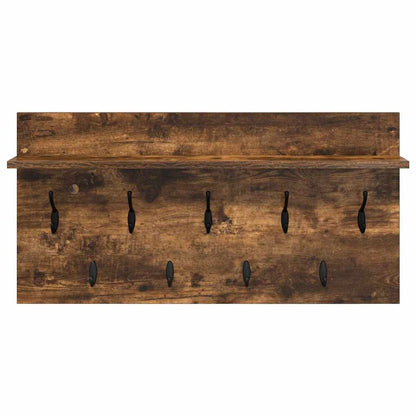 vidaXL Wall-Mounted Coat Rack with Shelf Smoked Oak 80 x 40 x 12 cm