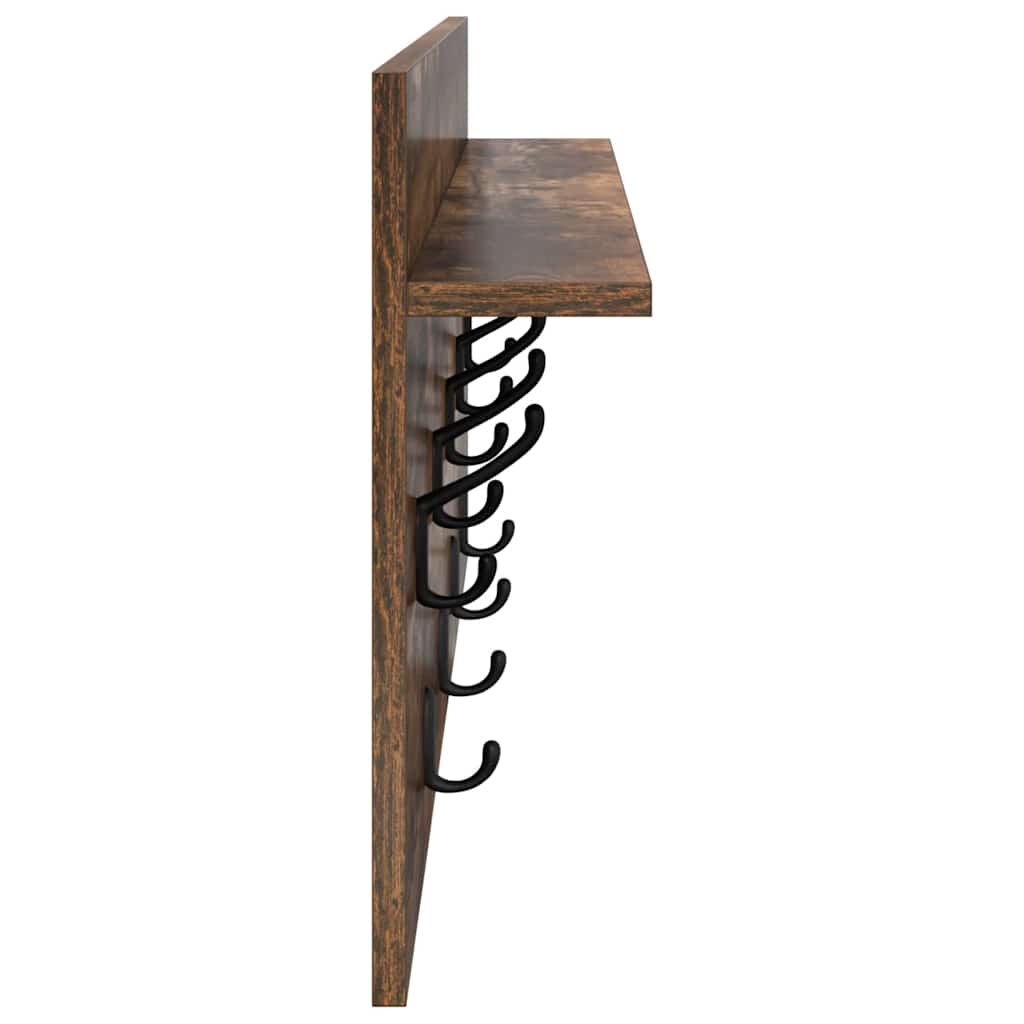 vidaXL Wall-Mounted Coat Rack with Shelf Smoked Oak 80 x 40 x 12 cm