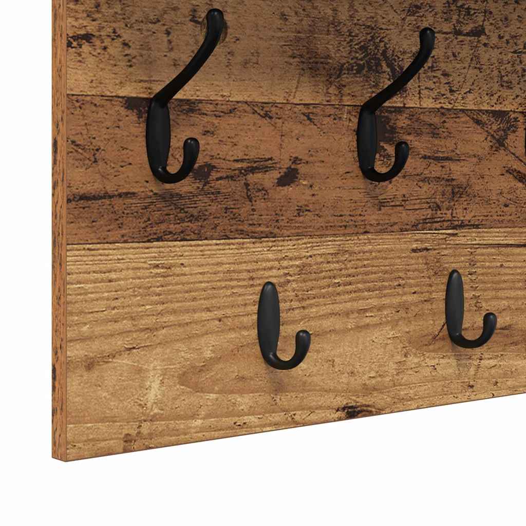 vidaXL Wall-Mounted Coat Rack Old Wood 80 x 40 x 12 cm Engineered wood