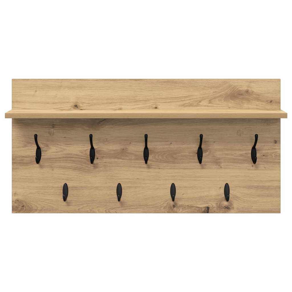 vidaXL Wall-Mounted Coat Rack Wall-Mounted Artisan Oak 80 x 40 x 12 cm