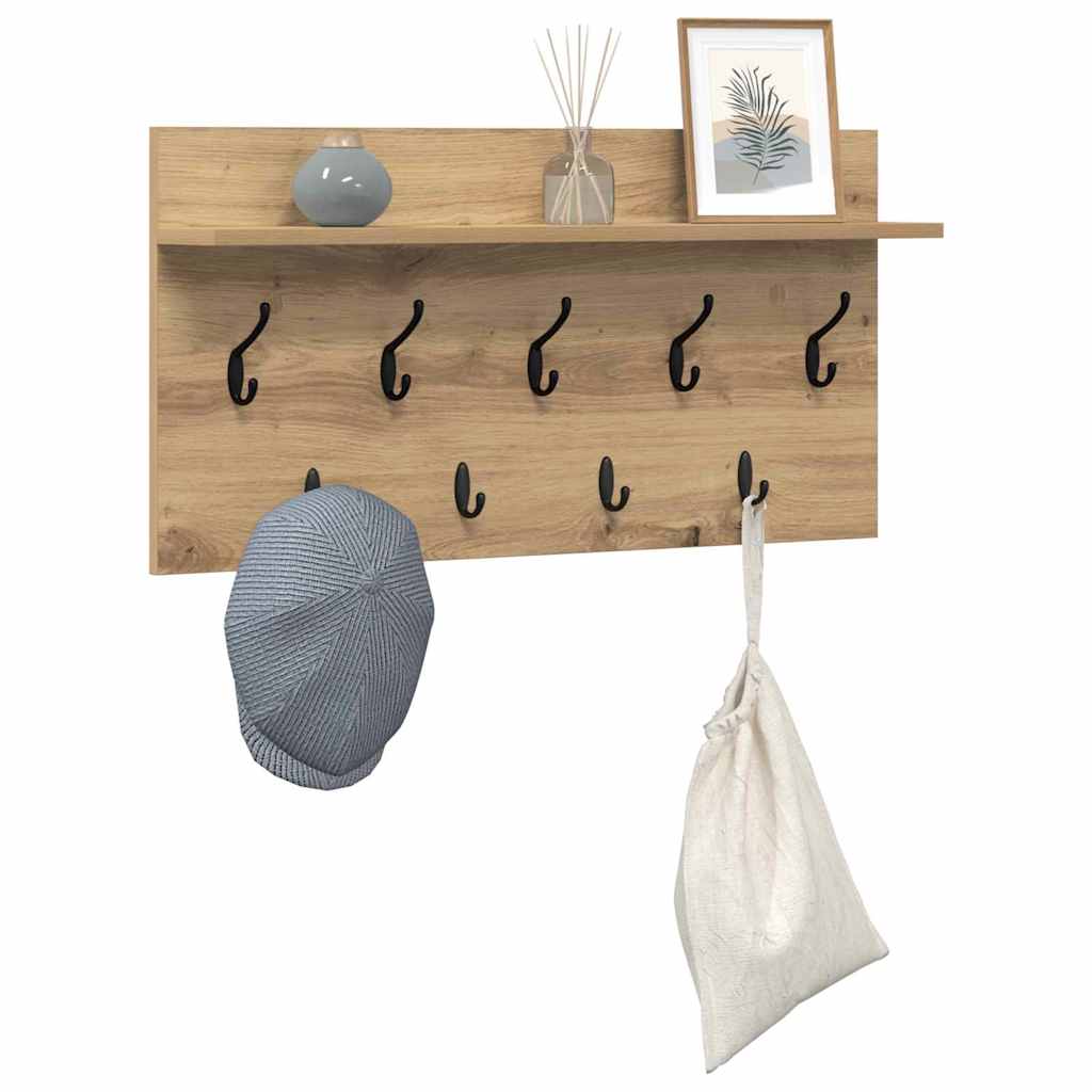 vidaXL Wall-Mounted Coat Rack Wall-Mounted Artisan Oak 80 x 40 x 12 cm