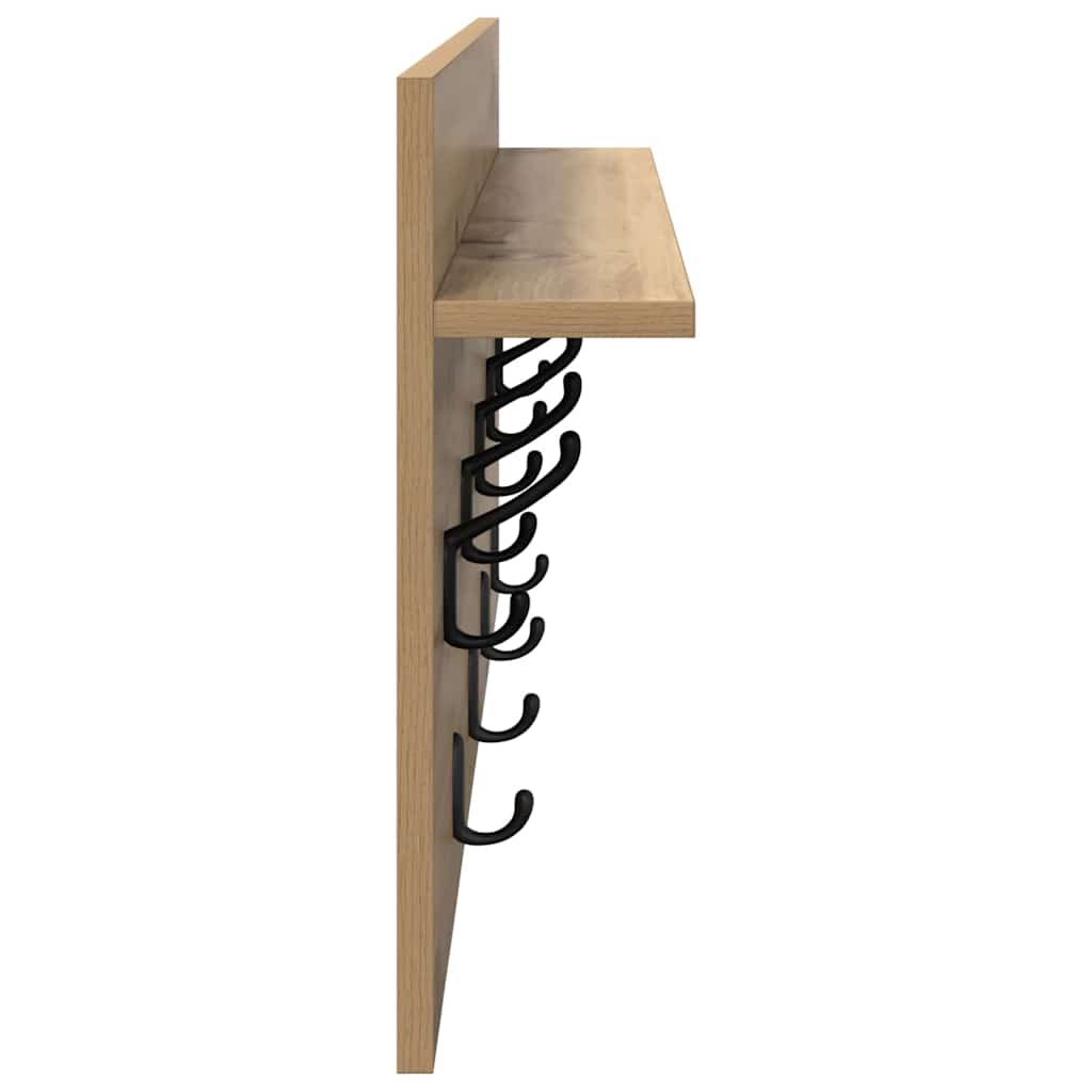 vidaXL Wall-Mounted Coat Rack Wall-Mounted Artisan Oak 80 x 40 x 12 cm