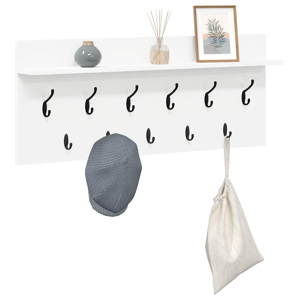 vidaXL Wall-Mounted Coat Rack White 100 x 40 x 12 cm Engineered wood