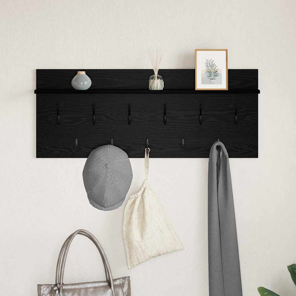 vidaXL Wall-Mounted Coat Rack Wall-Mounted Black Oak 100 x 40 x 12 cm