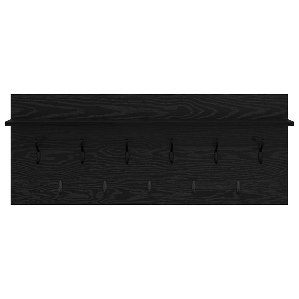 vidaXL Wall-Mounted Coat Rack with Shelf Black Oak 100 x 40 x 12 cm