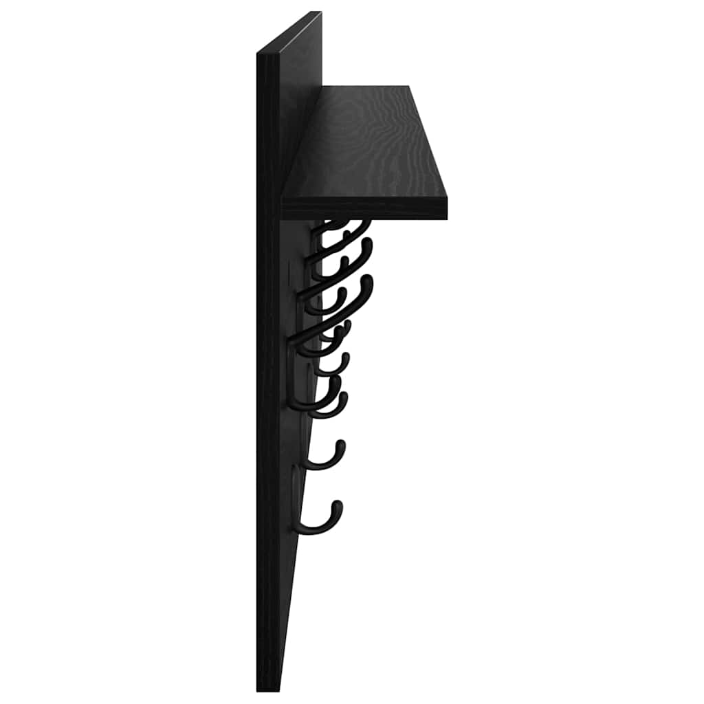 vidaXL Wall-Mounted Coat Rack with Shelf Black Oak 100 x 40 x 12 cm