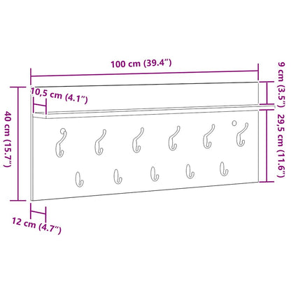vidaXL Wall-Mounted Coat Rack with Shelf Sonoma Oak 100 x 40 x 12 cm