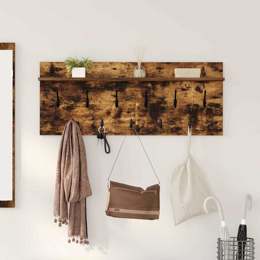 vidaXL Wall-Mounted Coat Rack with Shelf Smoked Oak 100 x 40 x 12 cm