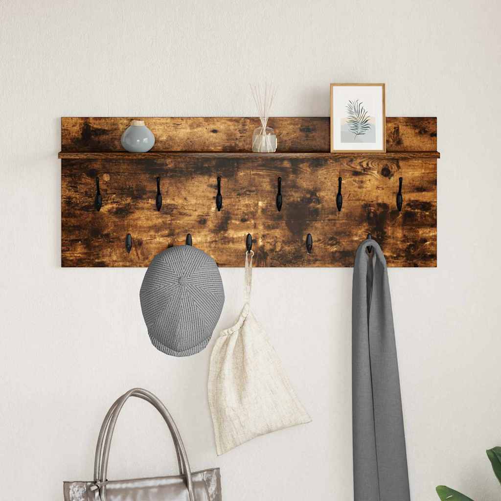 vidaXL Wall-Mounted Coat Rack with Shelf Smoked Oak 100 x 40 x 12 cm