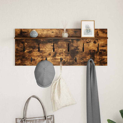 vidaXL Wall-Mounted Coat Rack with Shelf Smoked Oak 100 x 40 x 12 cm