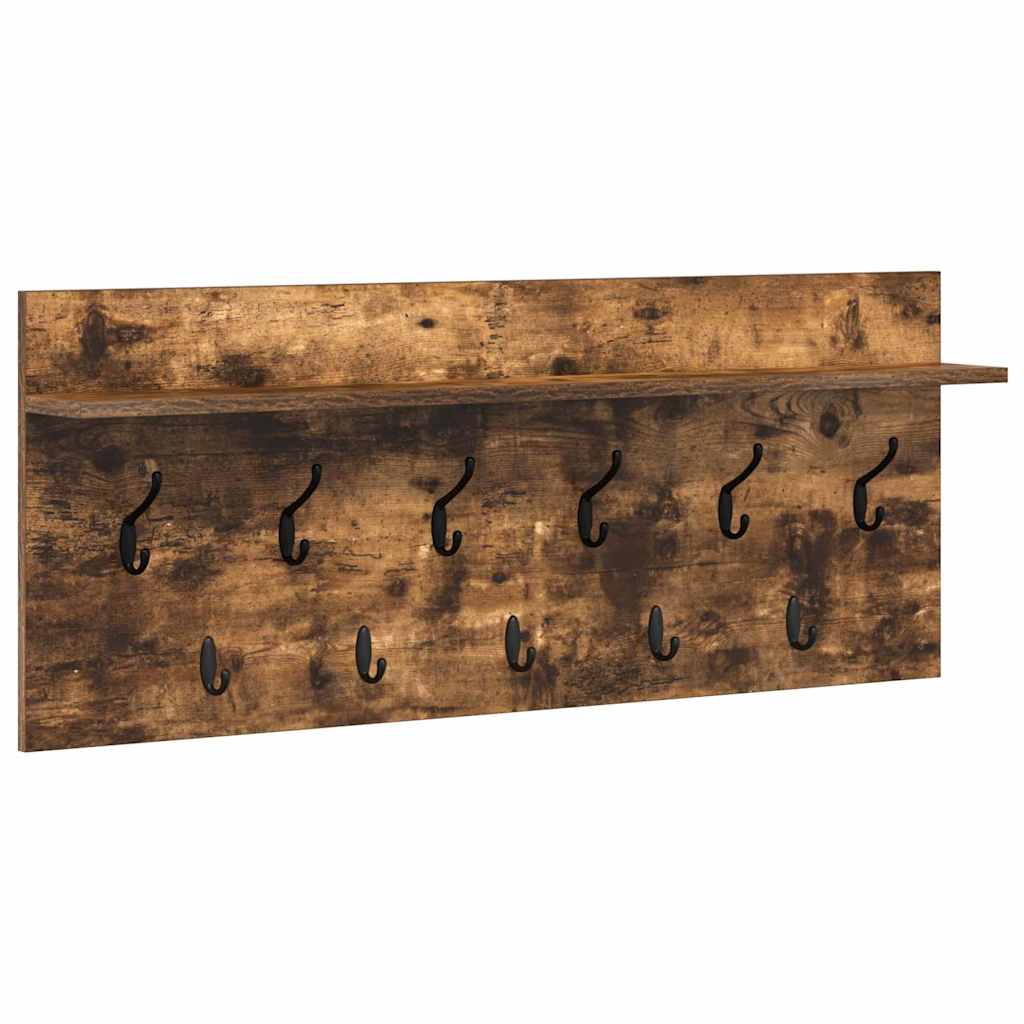vidaXL Wall-Mounted Coat Rack with Shelf Smoked Oak 100 x 40 x 12 cm