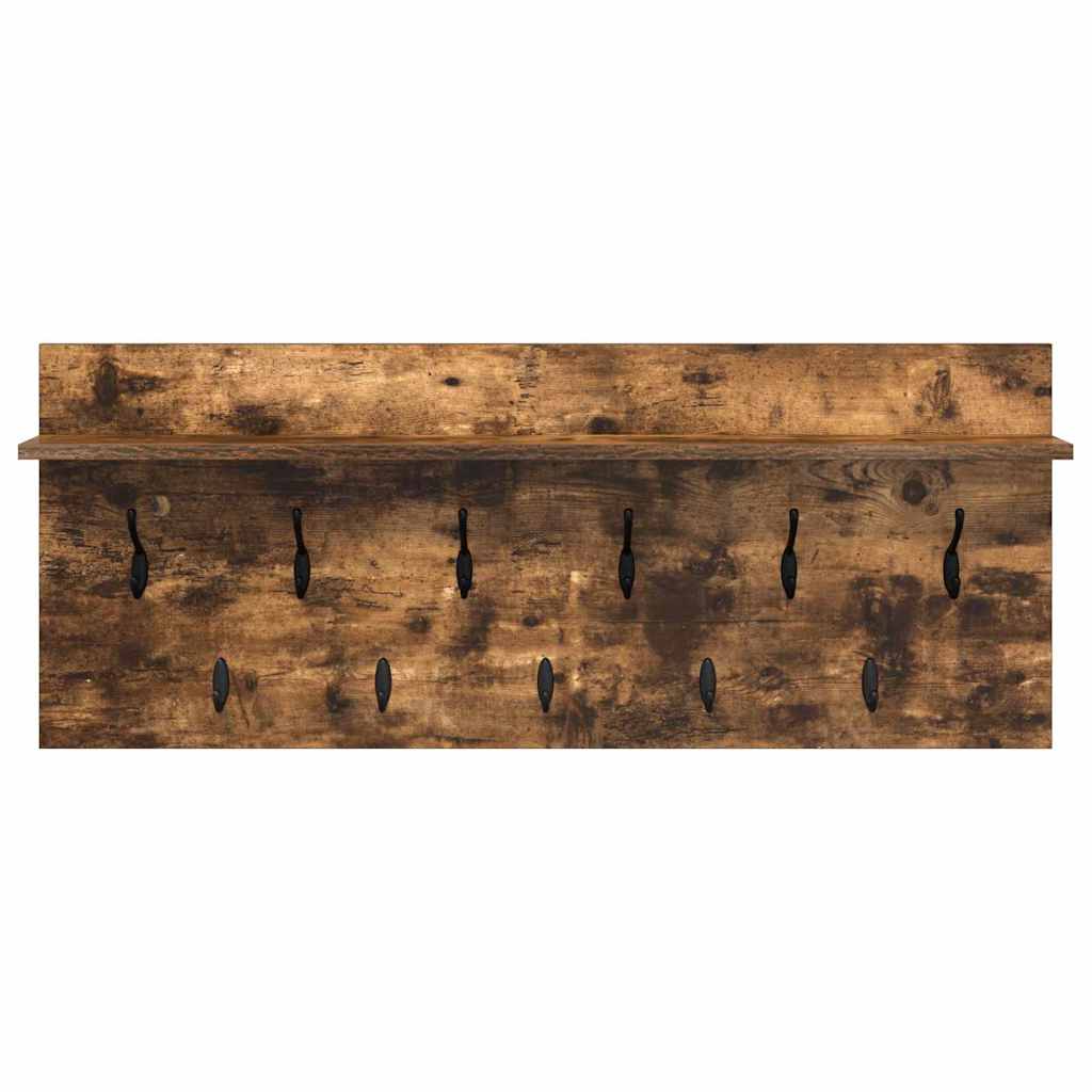 vidaXL Wall-Mounted Coat Rack with Shelf Smoked Oak 100 x 40 x 12 cm