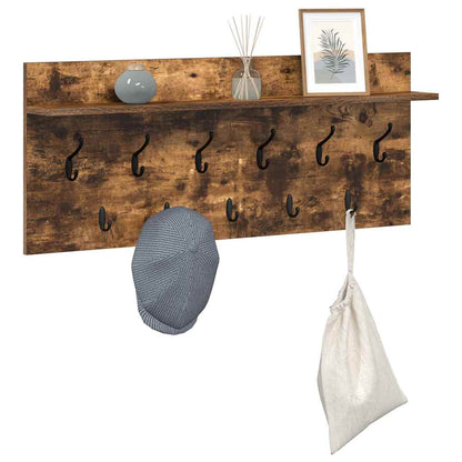 vidaXL Wall-Mounted Coat Rack with Shelf Smoked Oak 100 x 40 x 12 cm